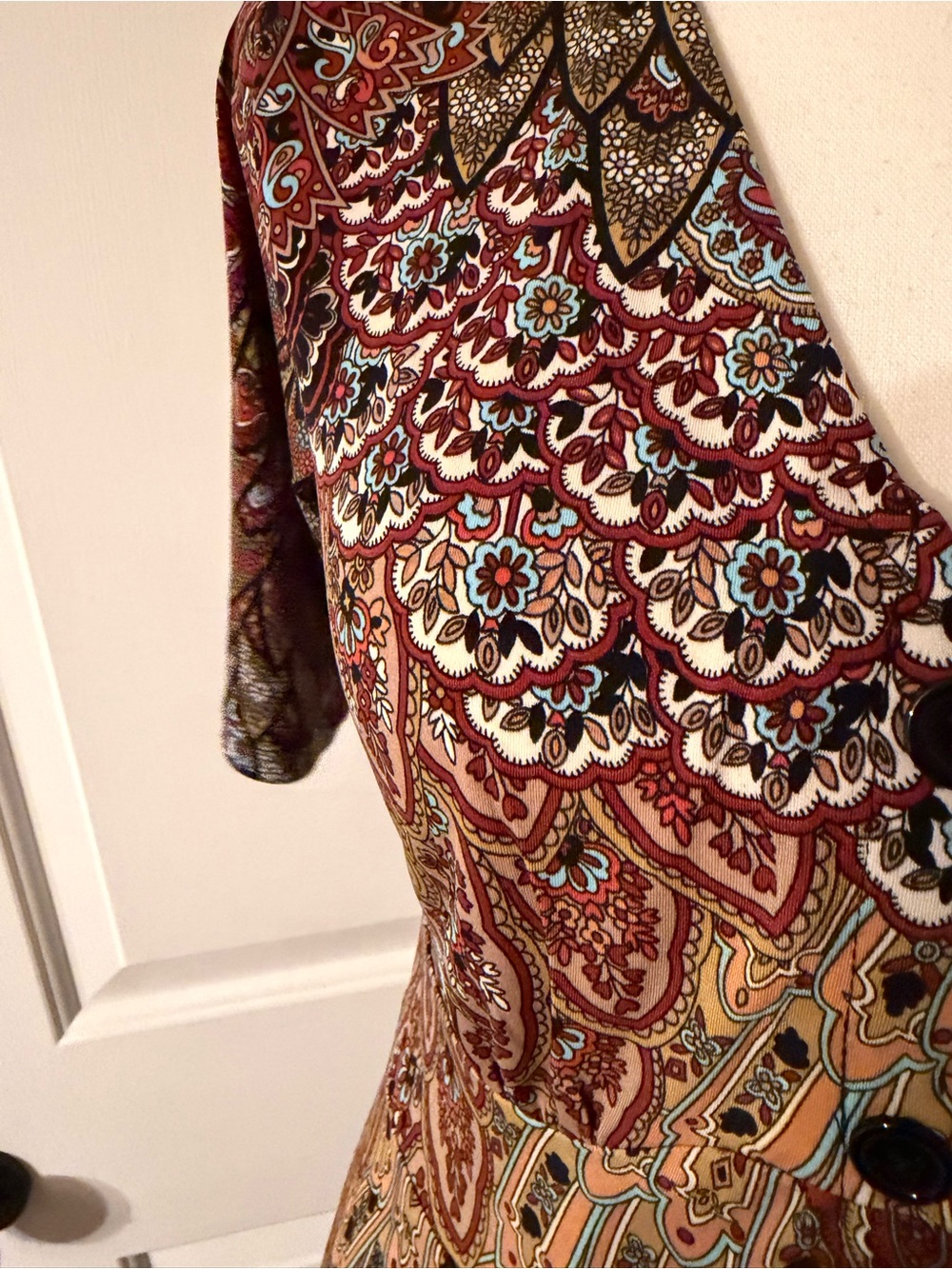 45~ New MSK Paisley V-Neck Maxi Dress in Rust, Mustard & Teal Medium - Picture 5 of 10